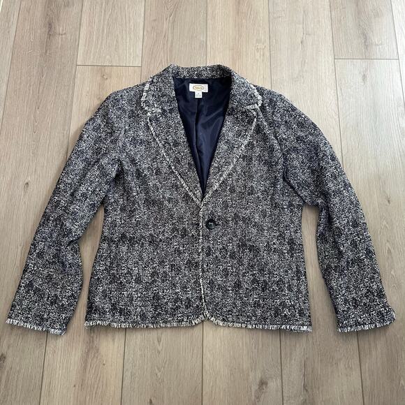 Talbots Women’s Navy Blue Tweed Blazer Size 16 - Picture 1 of 9
